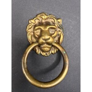 Vintage Brass Lion Head w/ Ring Drawer Cabinet Door Chest Pull Knob Hardware